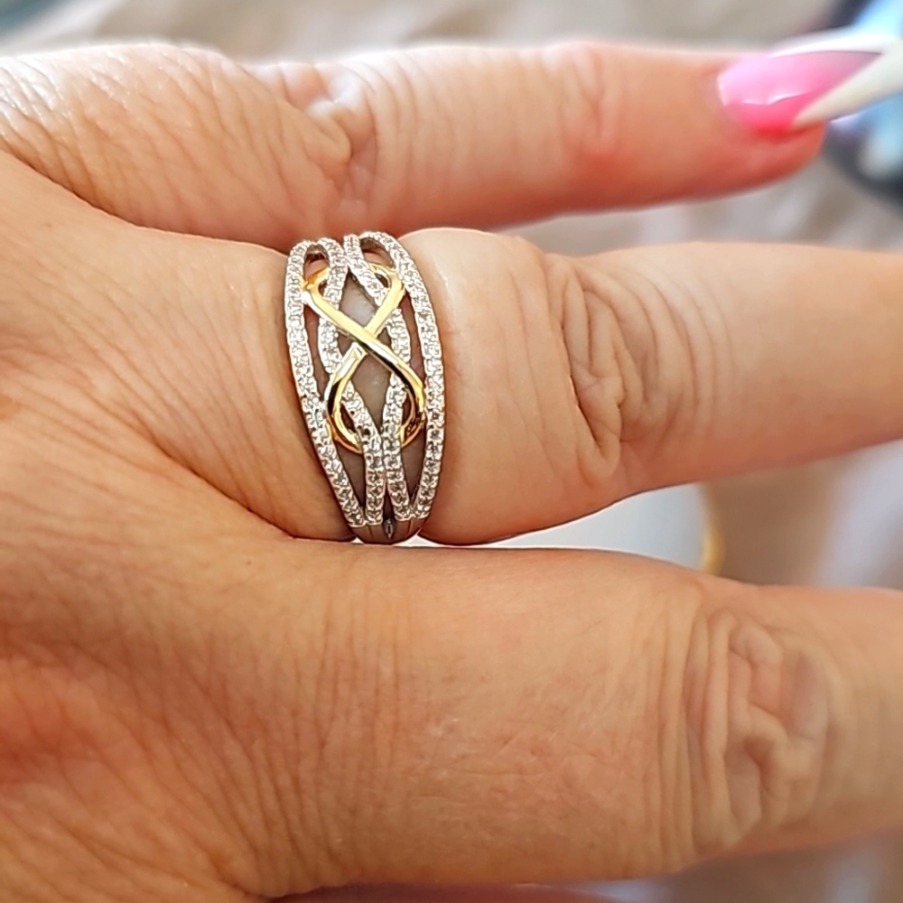 Silver Pavé Ring w/gold Infinity Sign